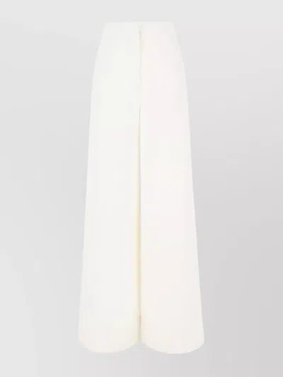 Stella Mccartney Wide-leg High Waist Trousers In Cotton Blend In Neutral