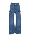 Stella Mccartney Wide-leg Cargo Jeans - Women's - Polyester/cotton In Blue