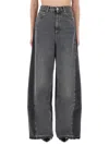 Stella Mccartney Womens Double-denim High-rise Wide-leg Denim Jeans Two Tonal Black In Gray