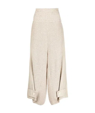 Stella Mccartney Wide-leg Knitted Trousers In Nude