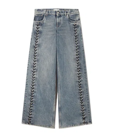 Stella Mccartney Wide-leg Lace-up Denim Jeans In Blue