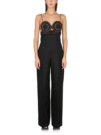 Stella Mccartney Broderie Anglaise Bustier Jumpsuit In Black