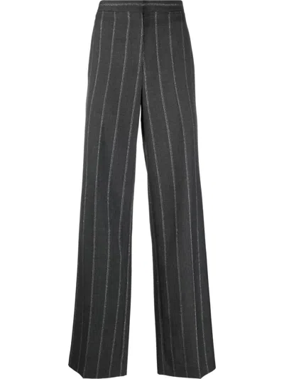 Stella Mccartney Wide Leg Pinstripe Trousers In Grey