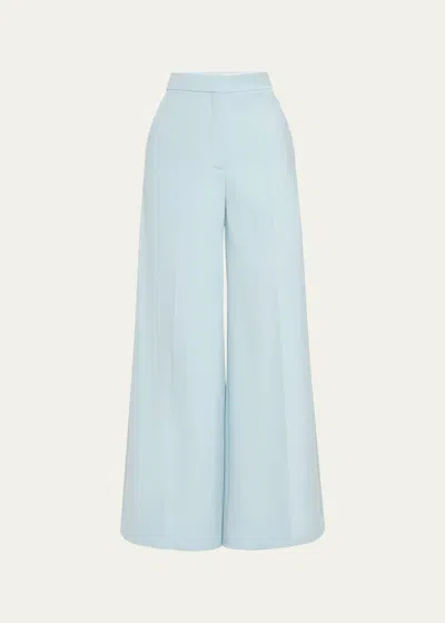 Stella Mccartney Wide Leg Suiting Wool Trousers In 4700 Mineral Bl