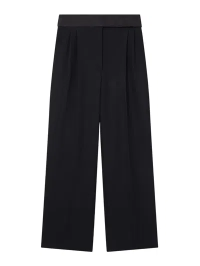 Stella Mccartney Wide-leg Wool Tuxedo Trousers In Black