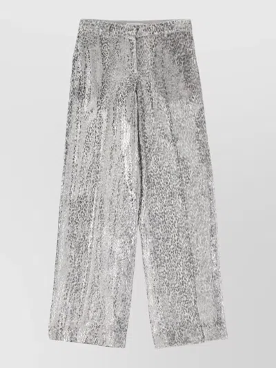 Stella Mccartney Wide Leg Trousers Metallic Finish In Gray