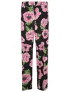 Stella Mccartney Wide-leg Trousers With Poppy Floral Pattern In Black