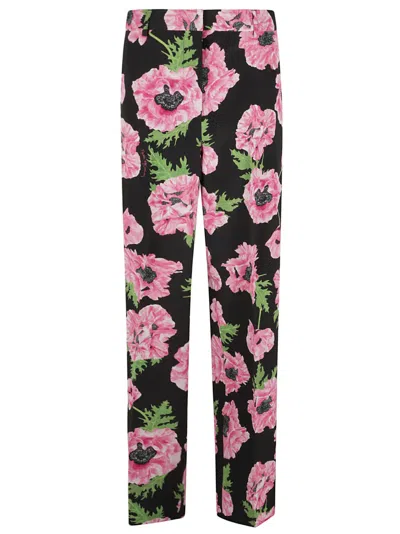 Stella Mccartney Wide-leg Trousers With Poppy Floral Pattern In Black