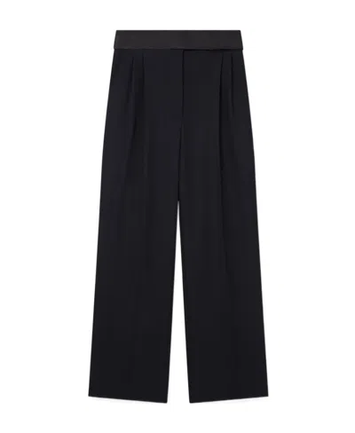 Stella Mccartney Wide-leg Tuxedo Wool Trousers In Black