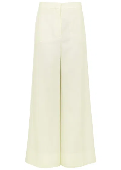 Stella Mccartney Wide-leg Wool Tuxedo Trousers In White