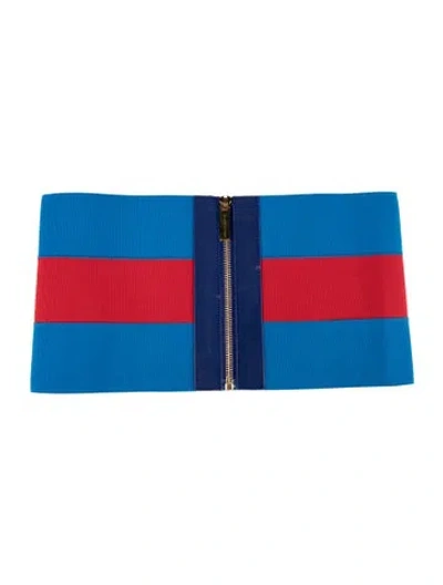 Pre-owned Stella Mccartney Wide Wool Waist Belt In Blue/red