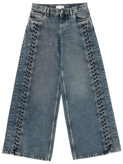 Stella Mccartney Wide-leg Lace-up Detail Jeans In Denim