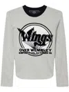Stella Mccartney Wings Graphic Long-sleeved Cotton Top In Light Grey Melange