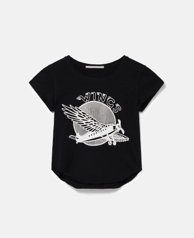 Stella Mccartney Wings Graphic Cotton Baby Tee In Midnight Black