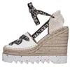 Stella Mccartney Gaia Logo-jacquard And Cotton-canvas Wedge Espadrilles In Multicolour