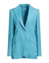 Stella Mccartney Woman Blazer Azure Size 4-6 Viscose, Linen In Blue