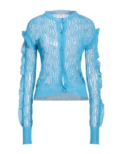 Stella Mccartney Woman Cardigan Azure Size 0 Cotton, Polyamide In Blue