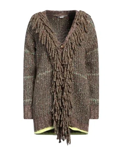 Stella Mccartney Woman Cardigan Khaki Size Xs Cotton, Wool, Viscose, Polyamide, Polyester In Multi
