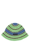 Stella Mccartney Green Blue Embroidered Crochet Hat In Multicolor