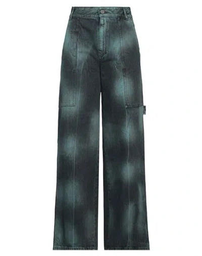 Stella Mccartney Woman Jeans Deep Jade Size 26 Cotton, Polyester, Viscose, Polyurethane Resin In Green