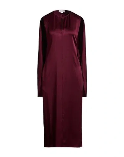 Stella Mccartney Bordeaux Midi Dress With Cape Sleeves And Cut-out On The Front In Tech Fabric Woman In Burgundy