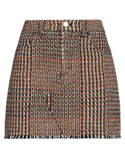 Stella Mccartney Woman Mini Skirt Brown Size 6-8 Wool, Polyamide