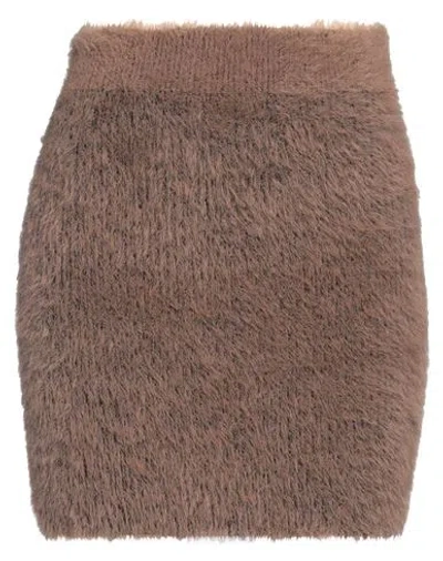 Stella Mccartney Woman Mini Skirt Khaki Size M Polyamide, Virgin Wool In Brown