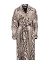 Stella Mccartney Python Print Belted Trench Coat In Beige
