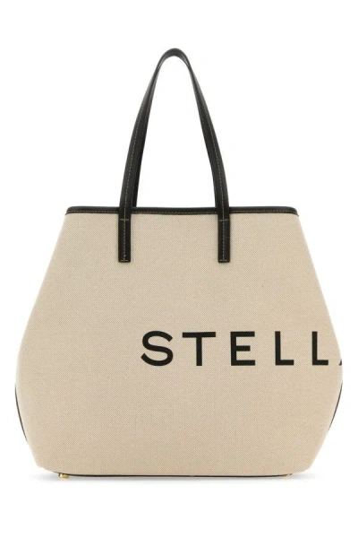 Stella Mccartney Woman Sand Canvas Logo Shopping Bag In Brown