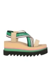 Stella Mccartney Sneak-elyse Striped Platform Sandals In Beige