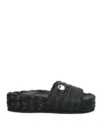 Stella Mccartney Woman Sandals Black Size 7 Natural Raffia