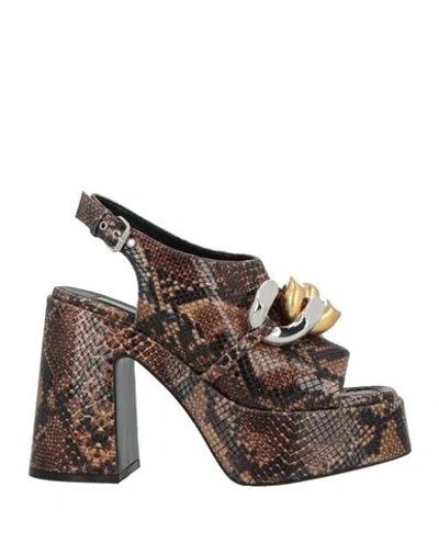 Stella Mccartney Woman Sandals Brown Size 6.5 Synthetisches Material