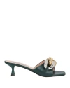 Stella Mccartney Woman Sandals Dark Green Size 9 Textile Fibers