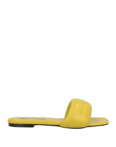 Stella Mccartney Woman Sandals Lime Green Size 8 Textile Fibers In Yellow