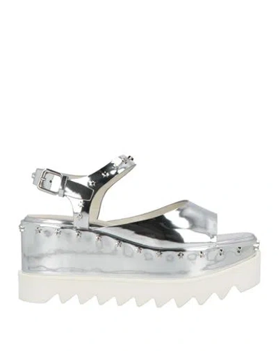 Stella Mccartney Woman Sandals Silver Size 8 Synthetisches Material In Transparent