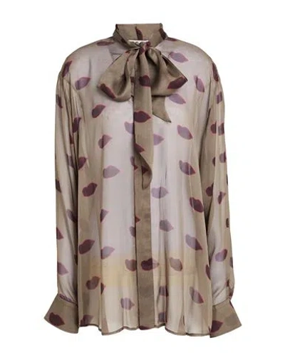 Stella Mccartney Woman Shirt Khaki Size 4-6 Silk In Beige