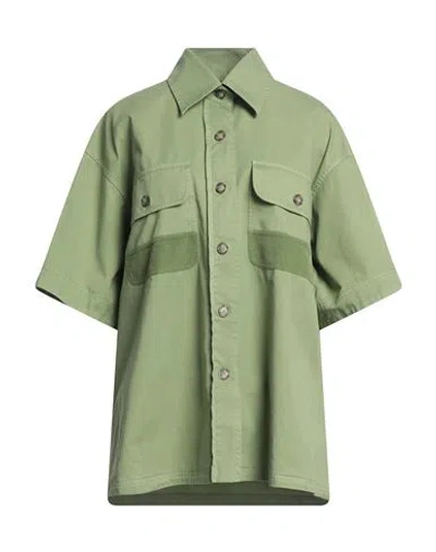 Stella Mccartney Woman Shirt Military Green Size 6-8 Cotton