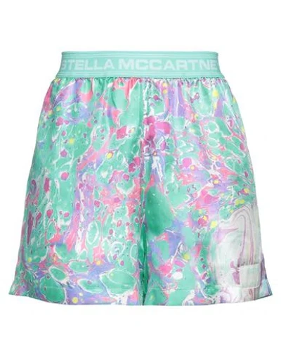Stella Mccartney Woman Shorts & Bermuda Shorts Green Size Xxs Silk, Polyamide, Elastane In Multi