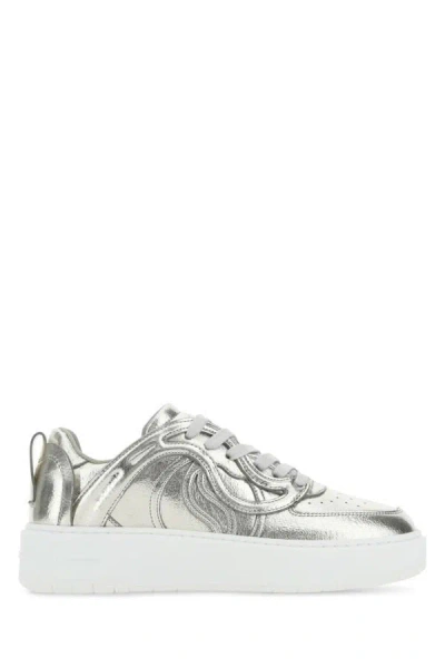 Stella Mccartney S-wave 1 Quilted Metallic Faux Leather Sneakers In Silver