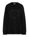 Stella Mccartney Black Rhinestone Logo Sweatshirt In Black