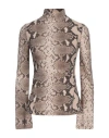 Stella Mccartney Phyton Snake Print Jersey Top With Flare Sleeves In Beige