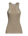 Stella Mccartney Ladies Gold Sparkle Ribbed-knit Racer Tank Top In Beige