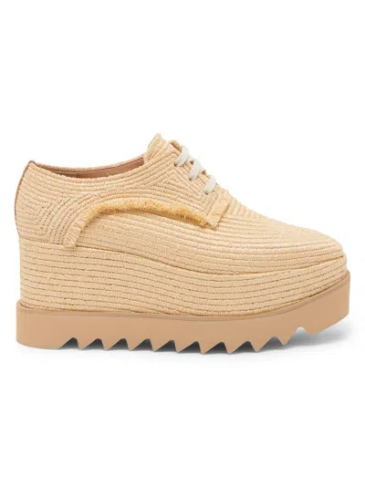 Stella Mccartney 80mm Sneak-elyse Raffia Platform Sneakers In Neutral