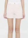 Stella Mccartney Sustainable Denim Workwear-inspired Shorts With Flared Cut In Cream