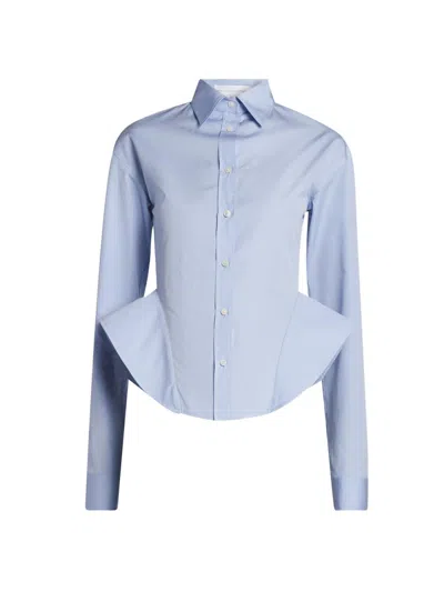 Stella Mccartney Women's Basque Cotton Poplin Shirt In Blue