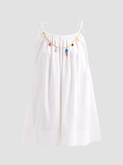 Stella Mccartney Bead-embellished Tie-strap Mini Dress In Gray