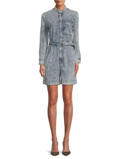 Stella Mccartney Women's Belted Washed Cotton Denim Rompers