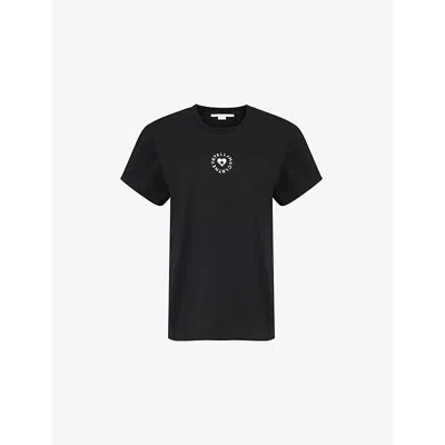 Stella Mccartney Womens Black Heart Boxy-fit Cotton-jersey T-shirt