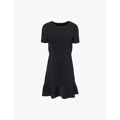 Stella Mccartney Womens Black Iconic Round-neck Short-sleeve Stretch-woven Midi Dress