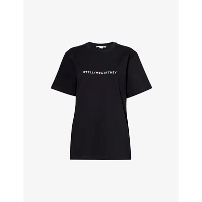 Stella Mccartney Womens Black Stella Iconics Brand-print Cotton-jersey T-shirt